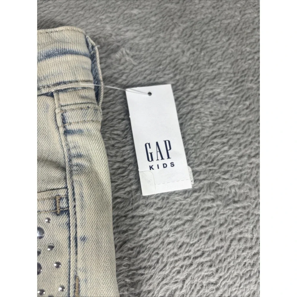 GAP Denim Girls' 70's Flare Stretch Adjustable Waist Studded Jeans Light 10 NWT
